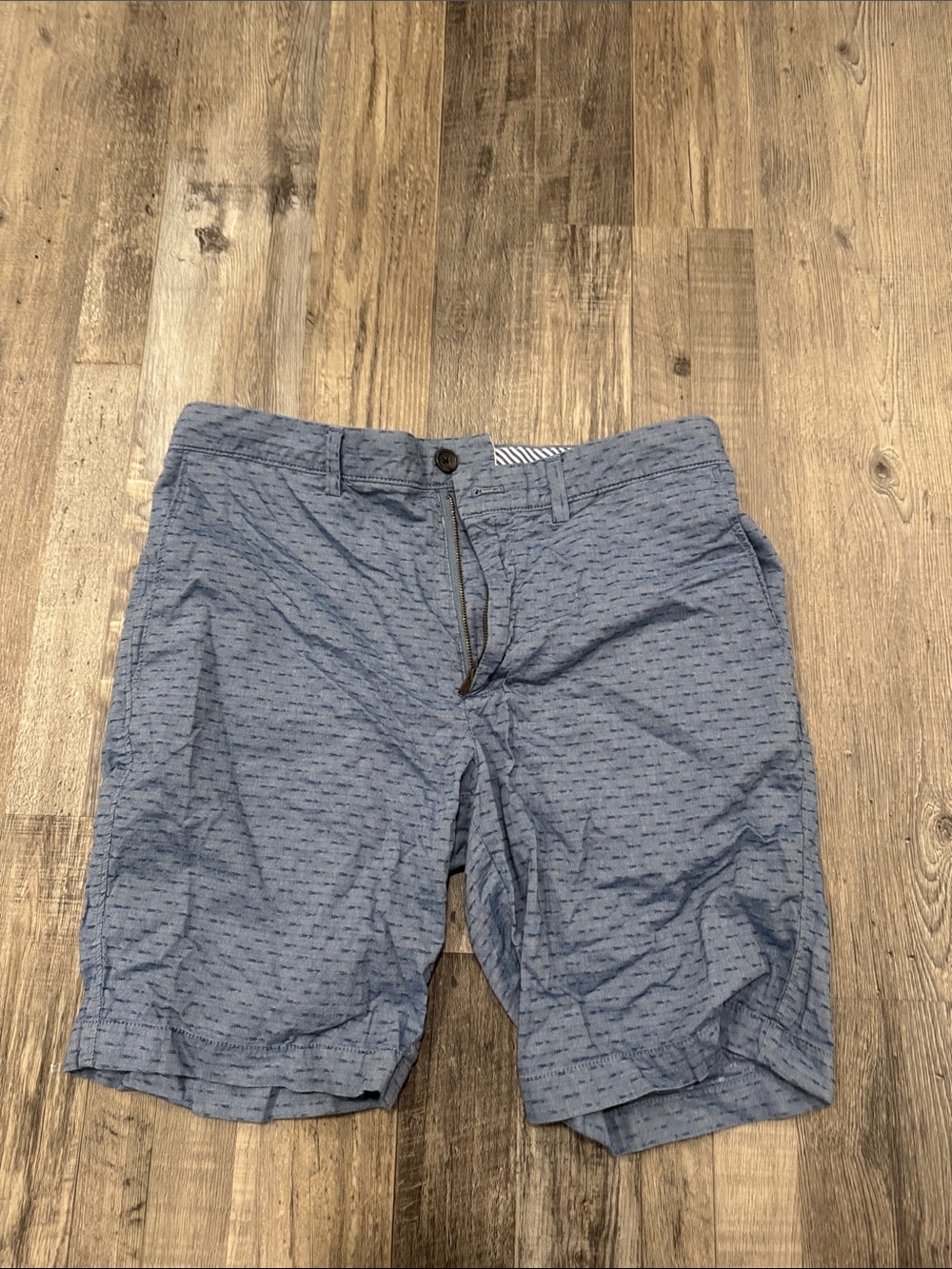 Banana Republic Factory Light Blue Patterned Men’s Flat Front Shorts